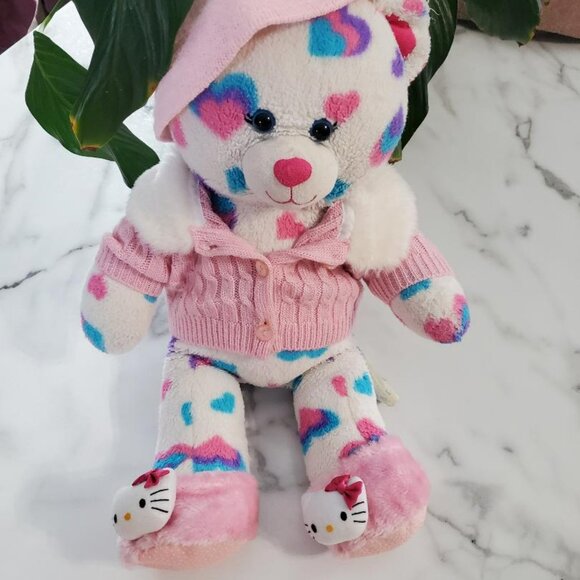 Build a Bear Workshop White Bear with Hearts - Picture 1 of 16